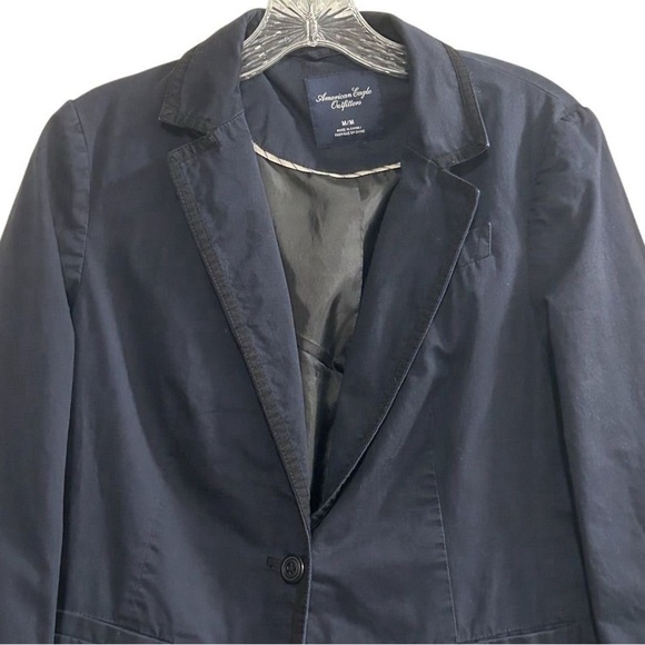 American Eagle Women's Navy Blue Blazer Jacket Size M Button-Front - Picture 2 of 10